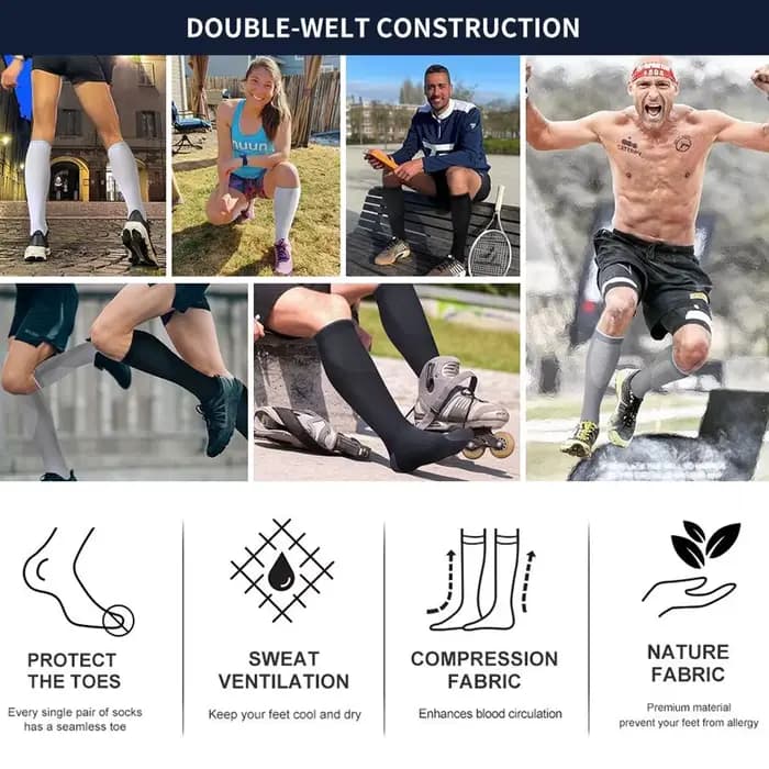 1 paire de chaussettes de compression pour femmes et hommes