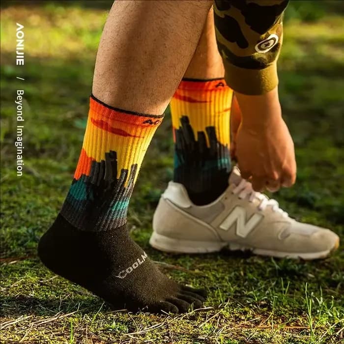 AONIJIE Trail chaussettes de course hommes femmes séchage rapide Absorption des chocs professionnel Marathon Camping