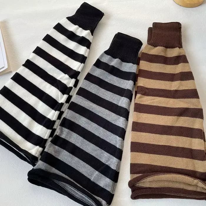 1 paire de couvre-chaussettes tricotés chauds pour femmes, automne hiver, à la mode, rayé, épicé, Style fille, Jk, bouche évasée, jambes fines