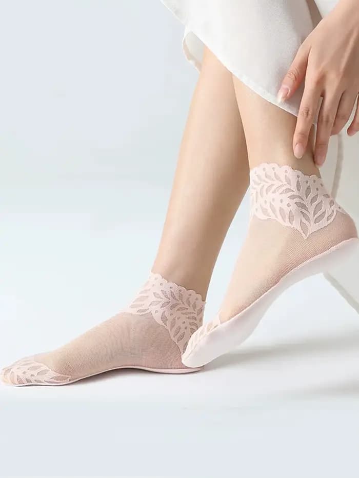 Chaussettes pour femmes printemps et automne bas en soie fine semelle en coton été maille respirante mi Tube