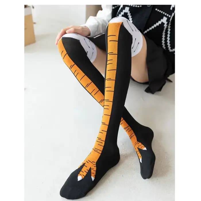 Chaussettes pour femmes originales à motif pattes de poulet et d'autruche