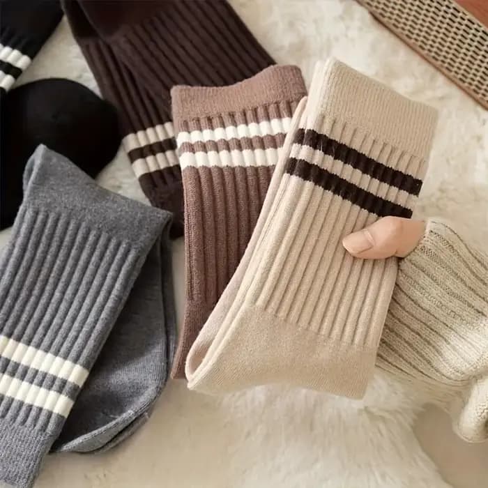 5paris rétro doux rayure chaussettes élastique respirant coton