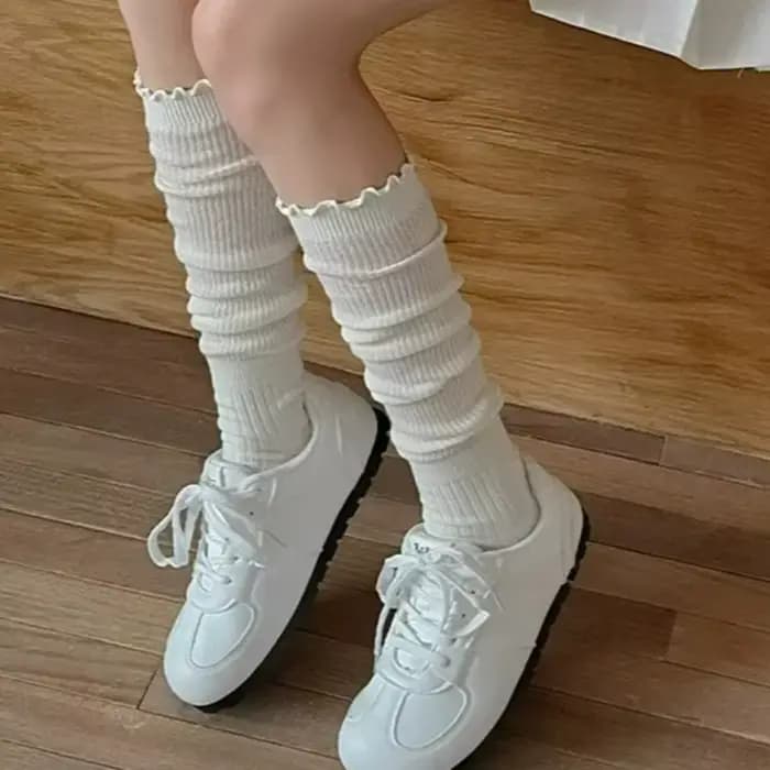 Chaussettes tricotées à volants japonais pour femmes et filles
