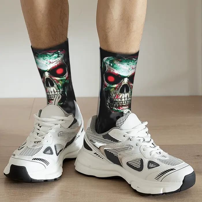 Personnalisé egypte crâne moteur Rock musique mode chaussettes femmes hommes chaud 3D imprimé sport Football chaussettes