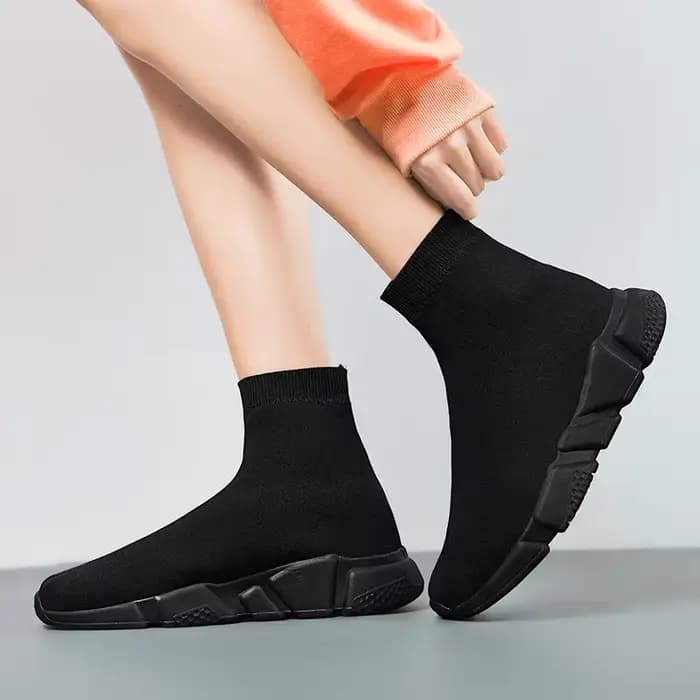Chaussettes montantes baskets pour hommes femmes classique noir