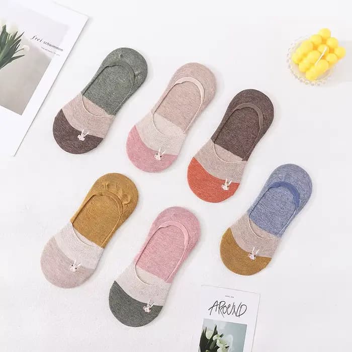 Chaussettes bateau pour femme avec broderie lapin Kawaii