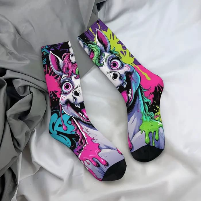 Street Graffiti Licorne Hip-Hop Chaussettes Style Harajuku Nouveauté