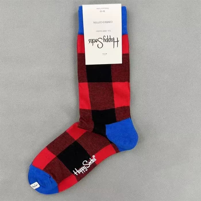 Chaussettes mi-tube pour femmes, marque de mode HS, vêtements quatre saisons, chaussettes joyeuses en pur coton