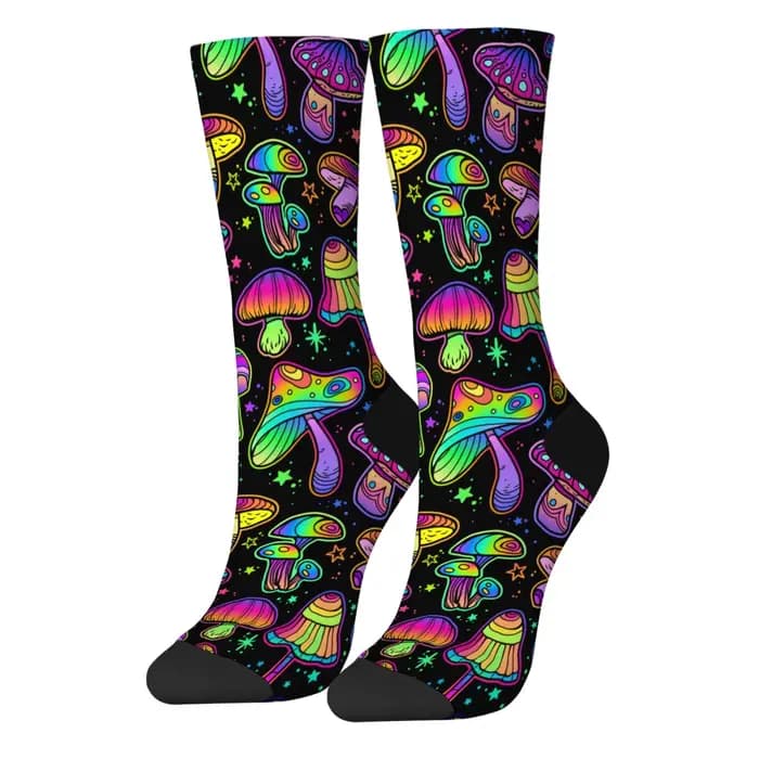Chaussettes champignon arc-en-ciel rétro mode hommes