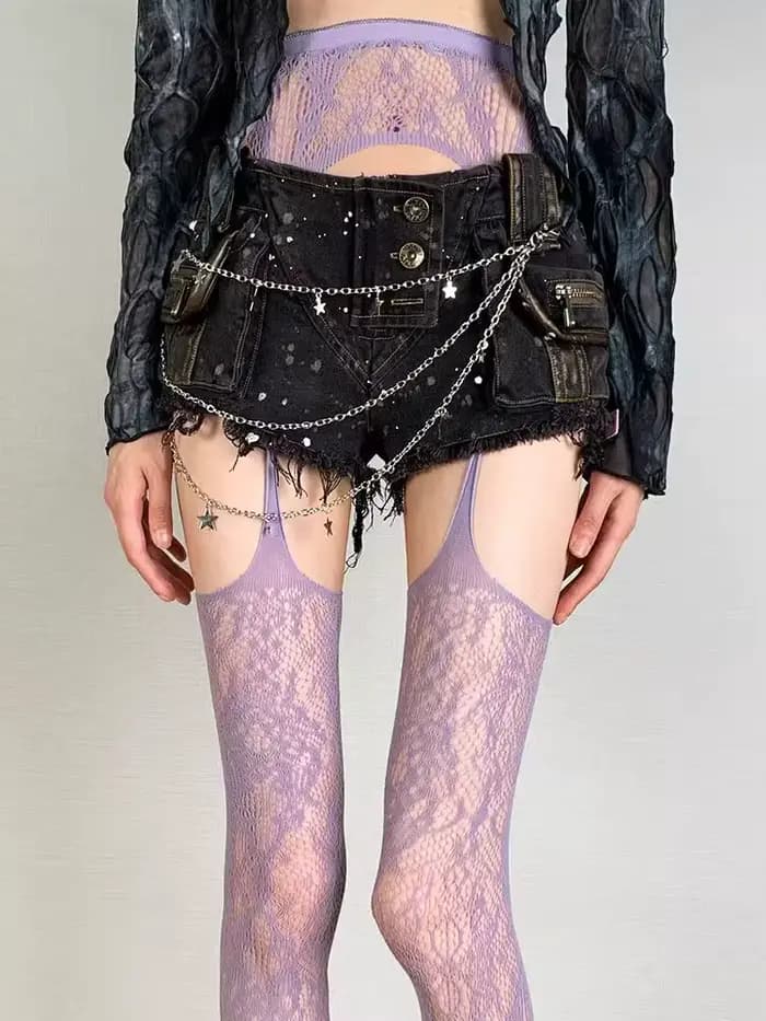 Bas résille marron imprimés pour femmes, chaussettes Sexy café ajourées, cuisses hautes, gothique, Lolita japonaise, chaussettes longues au dessus du genou, nouvelle collection
