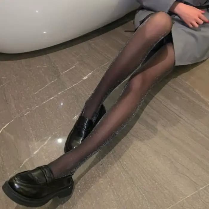 Collants transparents en soie brillante pour femmes