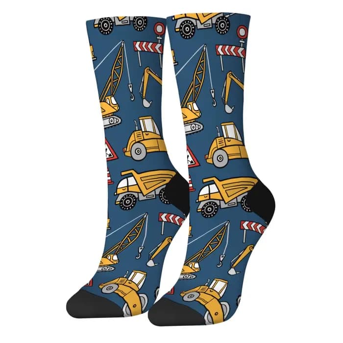 Chaussettes de dessin animé sur le thème de la Construction de routes