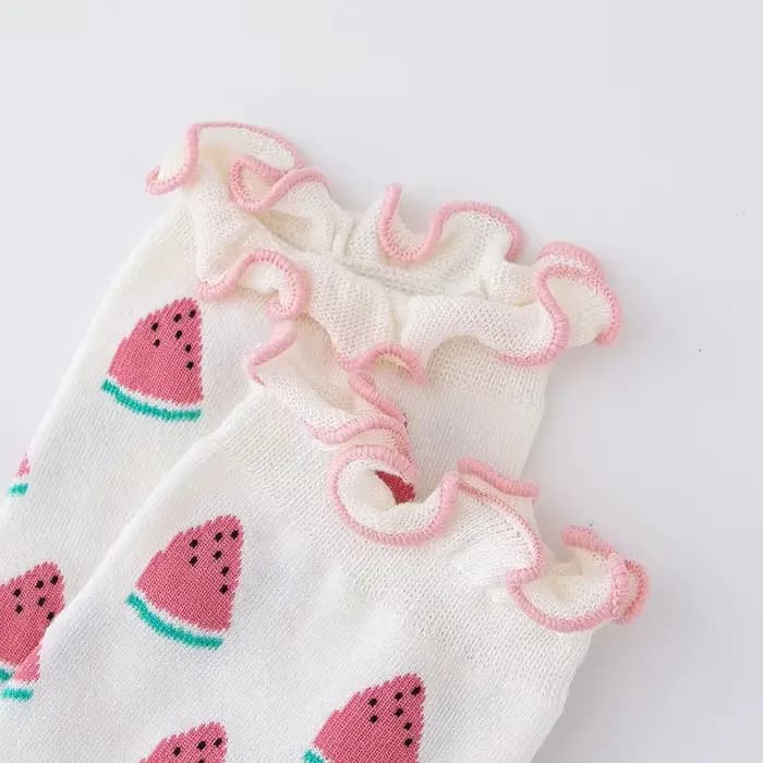Chaussettes rigolotes en coton à volants pour femmes