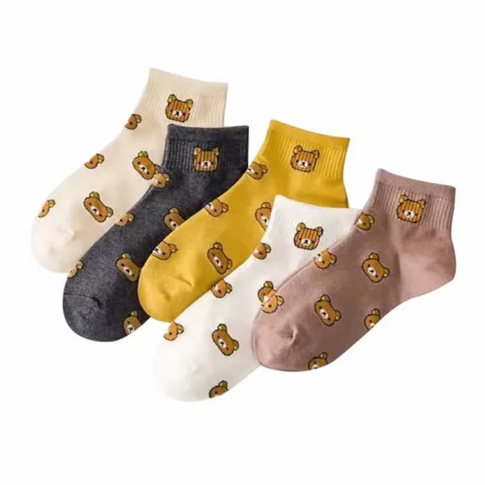Chaussettes d'ours de dessin animé pour femmes, courtes, chaussettes de rinçage pour filles, animal, respirant, mignon, nouveau, mode, été, livraison directe