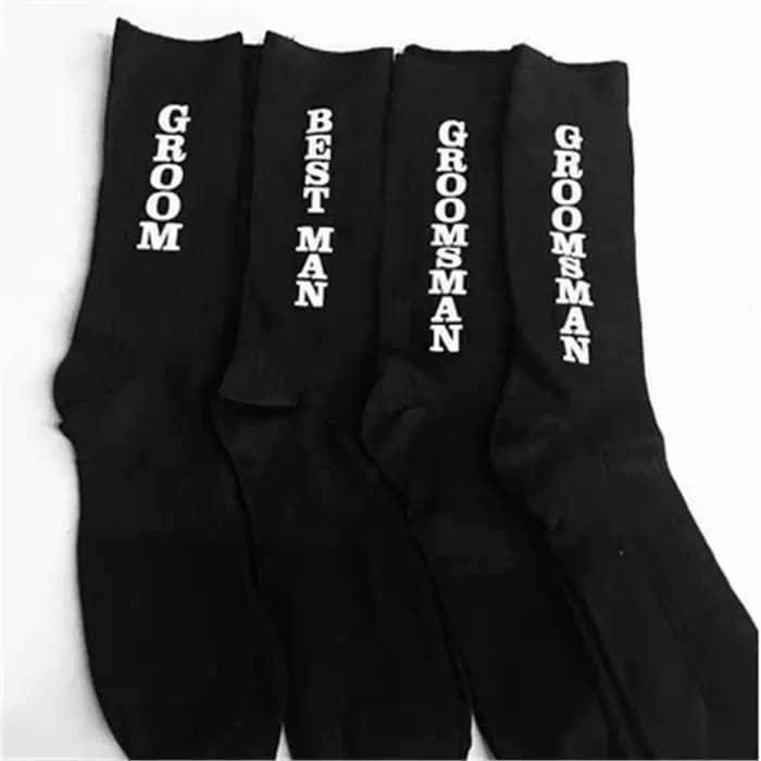 Chaussettes de mariage amusantes noires pour garçons d'honneur