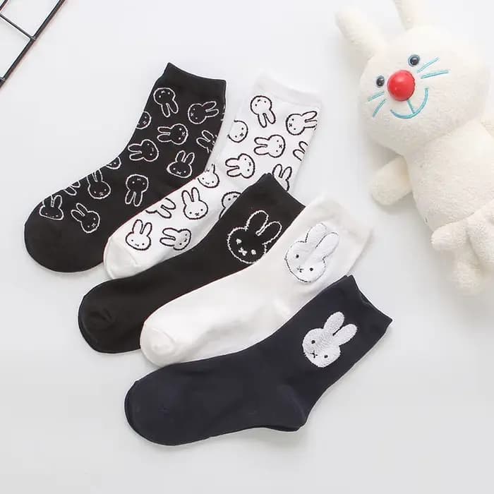 Kawaii Miffy coton cheville chaussettes minimaliste chérie dessin animé lapin pour les filles tricot doux et confortable usage quotidien Tendance K légère