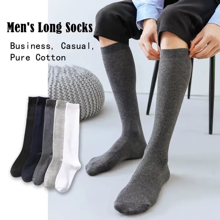 Chaussettes longues pour hommes automne printemps couleur unie décontracté affaires