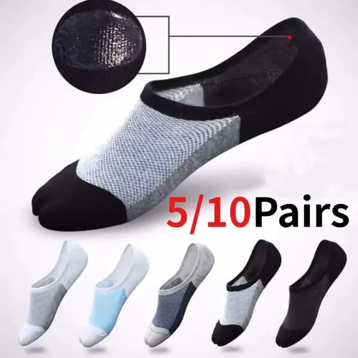 5/10 paires de chaussettes invisibles pour hommes, chaussettes courtes en coton respirant, absorbant la sueur, antidérapantes, en silicone