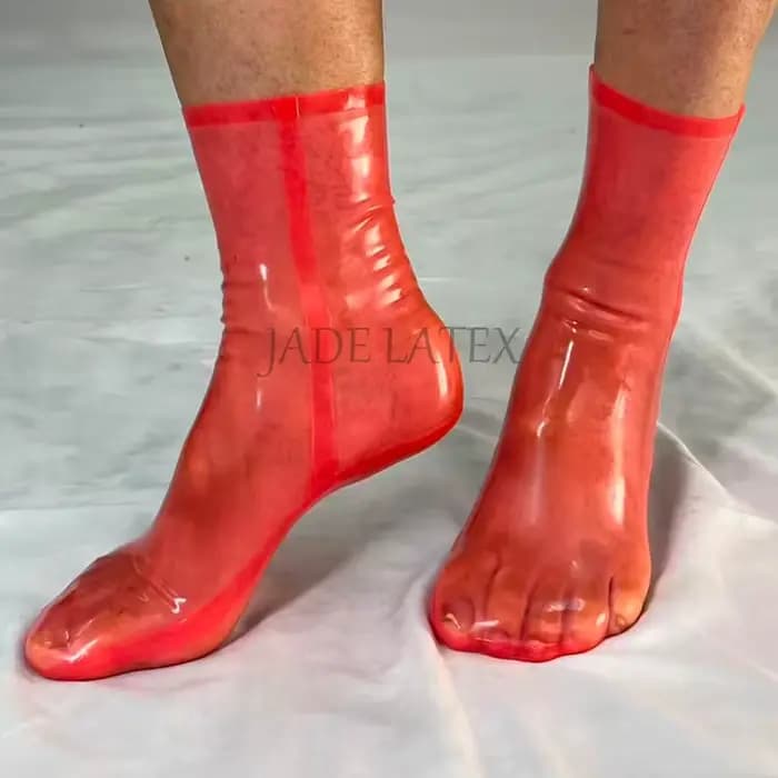 Chaussettes en latex rouge transparent naturel unisexe taille et couleur personnalisables