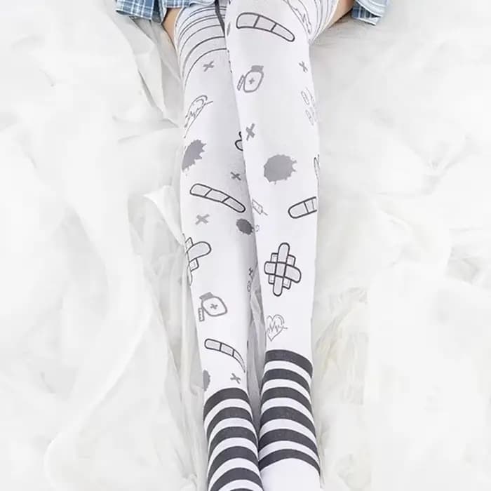Chaussettes longues gothiques imprimées pour femmes