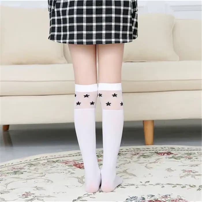 2 à 12 T blanc école filles chaussettes coton genou haute longues