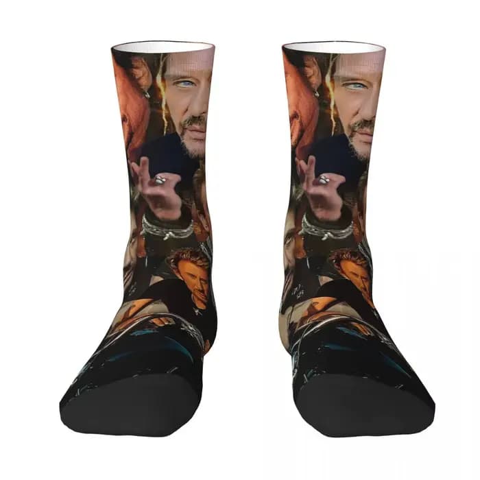 Johnny Hallyday bas France Rock chanteur conception mode chaussettes automne anti-dérapant
