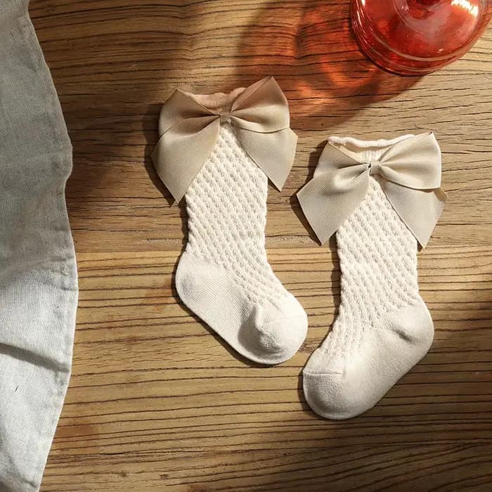 Chaussettes longues à gros nœud pour enfants