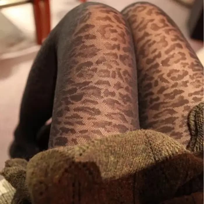 Vintage femmes Sexy mince Transparent soyeux collants gothique noir Sexy léopard motif Animal collants transparents bas sans couture