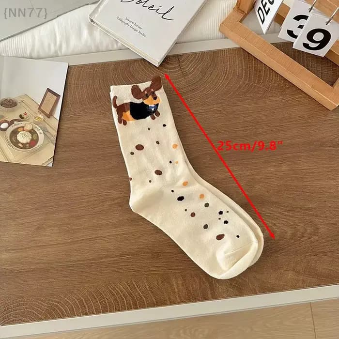 1 paire de chaussettes amusantes en coton avec animaux teckel