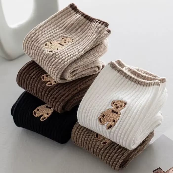 Chaussettes thermiques en coton avec ours mignon pour femme