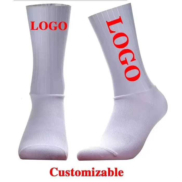 Chaussettes de cyclisme aérodynamiques personnalisables d'été anti-dérapantes en silicone pour hommes