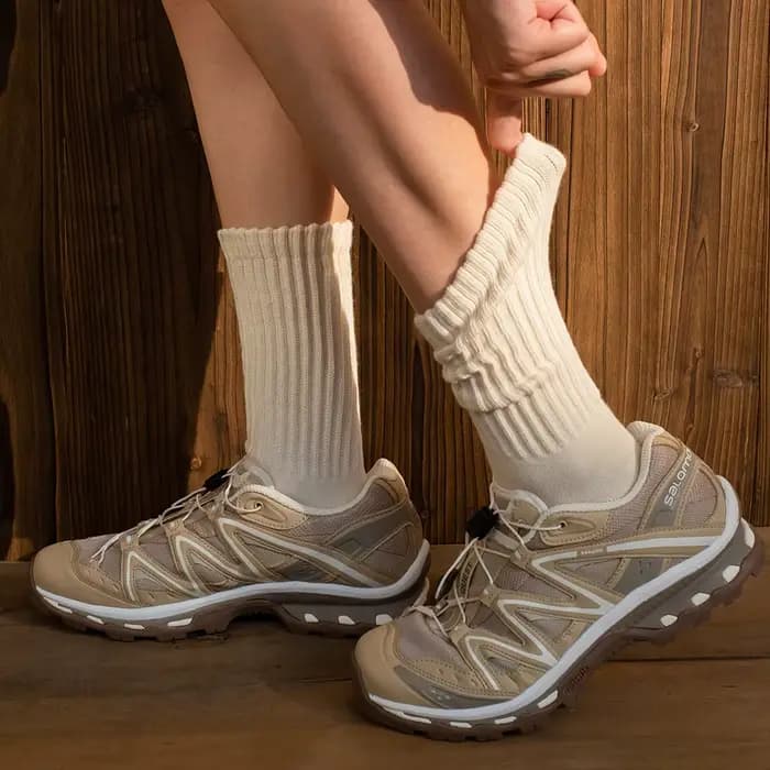 Chaussettes longues américaines fil épais tricot hommes cyclisme nouveau automne et hiver court rétro mâle chaussette coton cadeau sport homme blanc