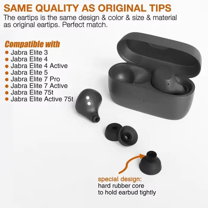 Embouts compatibles avec Jabra Elite 3 & 4 & 4 Active & 5 & 7 Pro & 7 Active & Elite 75t & Elite Active 75t Earbuds Earpad