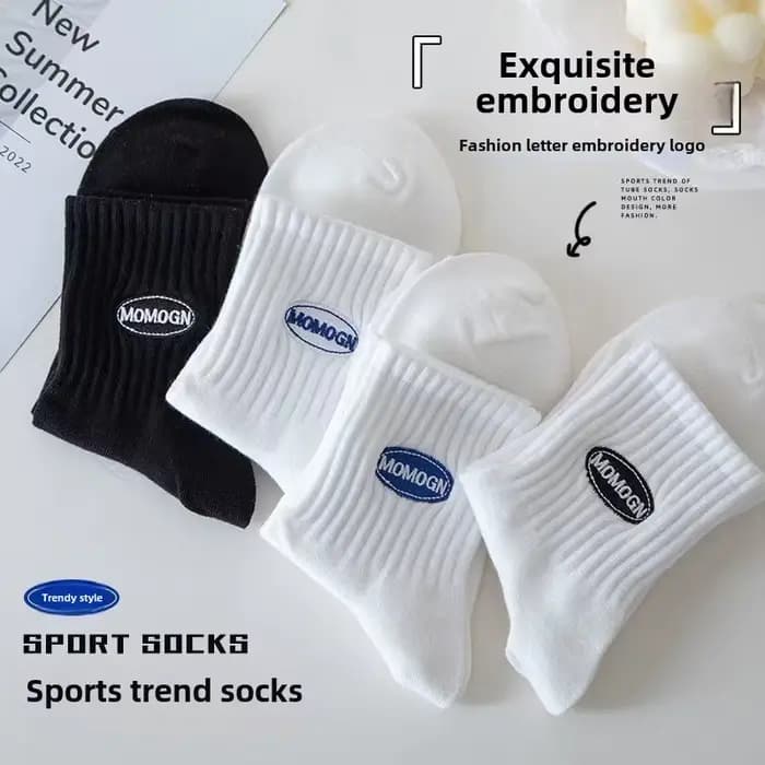 4 paires de chaussettes en coton pour hommes et femmes, chaussettes de course Anti-odeur quatre saisons, chaussettes de sport en coton brodées absorbant la sueur
