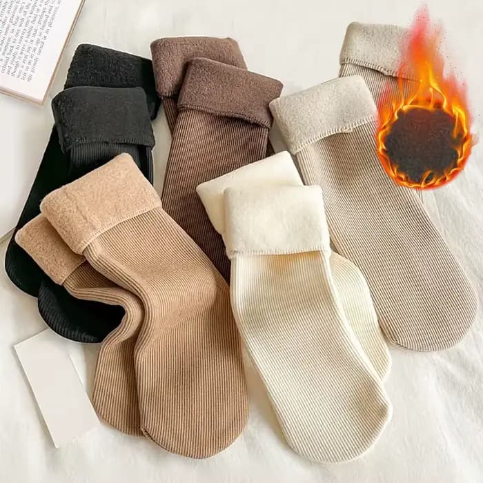 5 paires hiver chaud solide femmes chaussettes épaissir