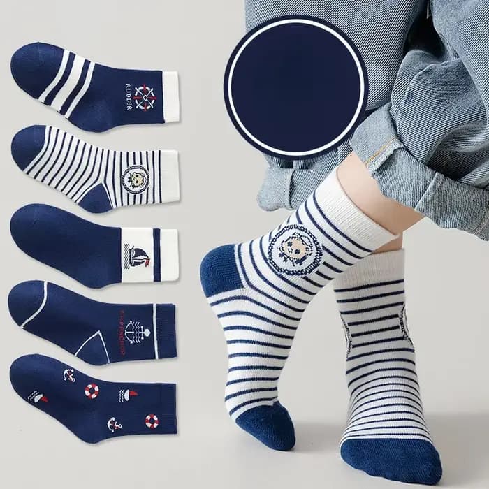 Lot de 5 paires de chaussettes en coton doux pour garçon