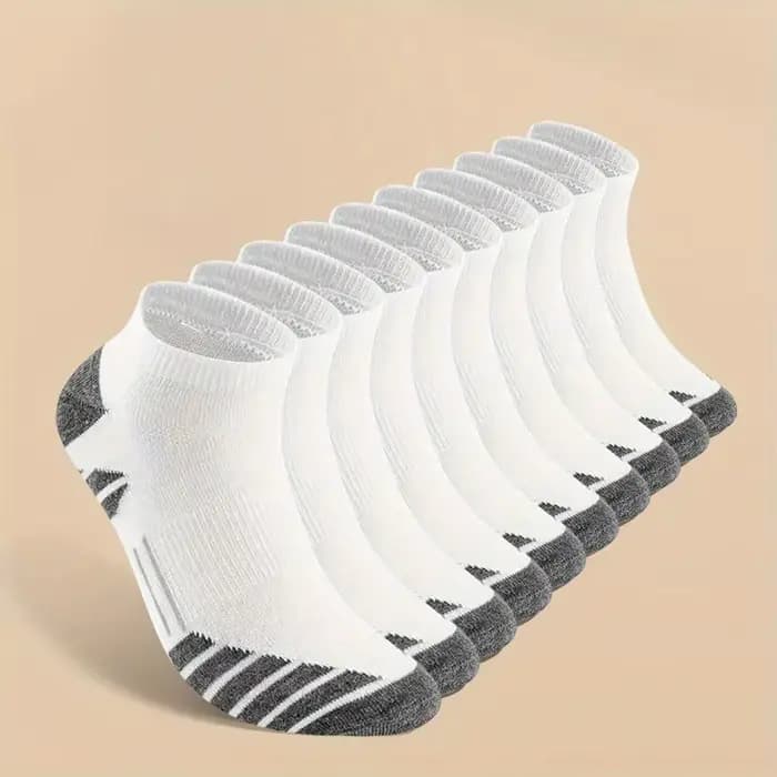 10 paires Cool hommes noir blanc quatre saisons coton chaussette ensemble mâle couleur unie respirant sport course