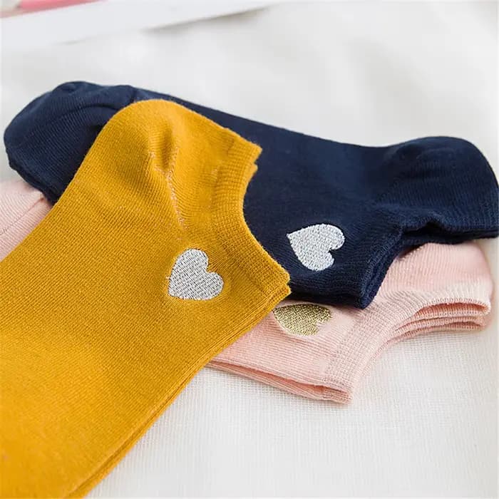 Mignon broderie or argent coeur chaussettes femmes belle drôle paillettes amour Sokken Art cheville Calcetines livraison directe