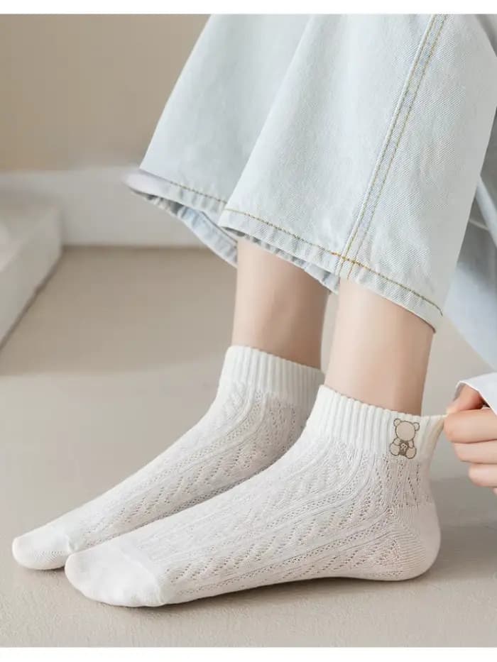 Chaussettes d'Été Blanches en Coton pour Femme et Fille