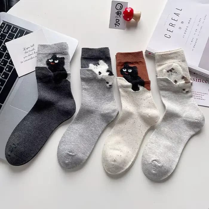 Mignon coton petit chat chaussettes drôle 3D chaton chiot oeuf boule