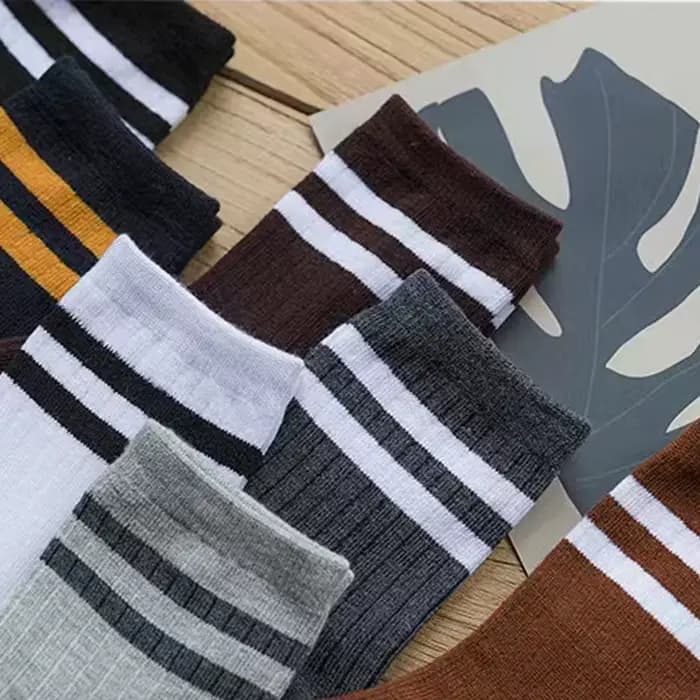 5 paires de chaussettes rayées décontractées et respirantes pour hommes
