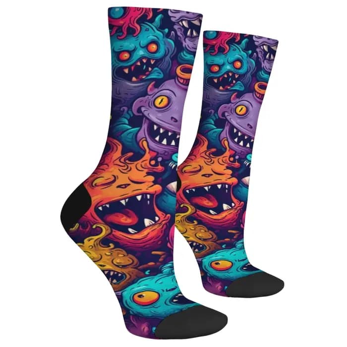 Happy Monster Cartoon Chaussettes Harajuku Hip-Hop Style Nouveauté