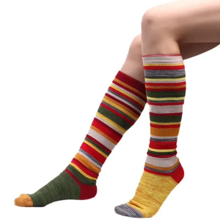 Chaussettes de noël en coton à rayures colorées pour femmes