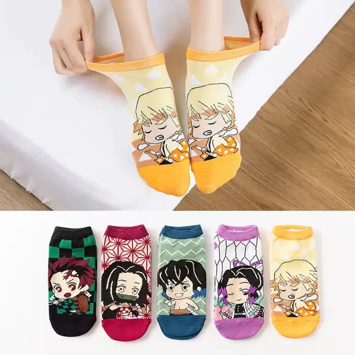 Chaussettes courtes Demon Slayer Kimetsu No Yaiba, accessoires de Cosplay Anime, dessins animés Kamado Tanjirou Kamado Nezuko, chaussettes en coton Hall