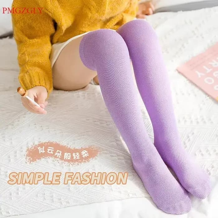 Chaussettes pour filles printemps automne couleur bonbon enfants sur le genou garçon enfants chaussettes hiver Ins à la mode haut Tube chaussettes