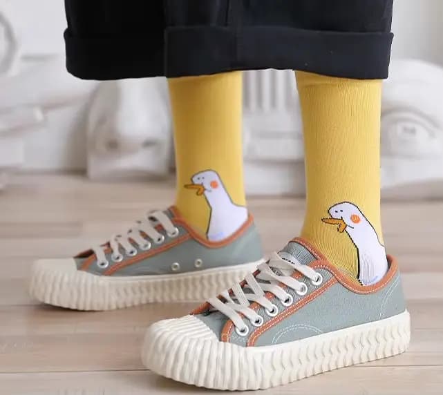 Chaussettes amusantes en coton à motif de canard hip-hop et tête d'oie