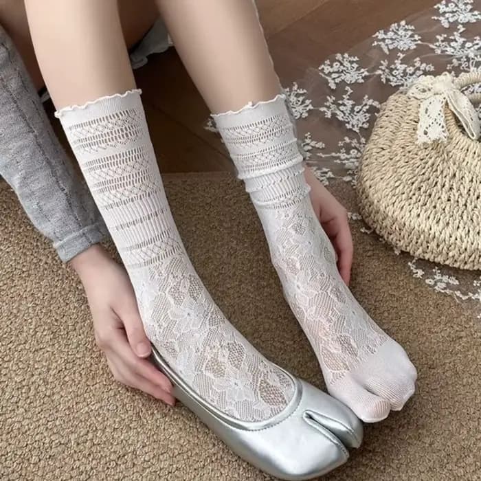 1 à 3 paires disponibles – Chaussettes Tabi japonaises à deux orteils pour femmes