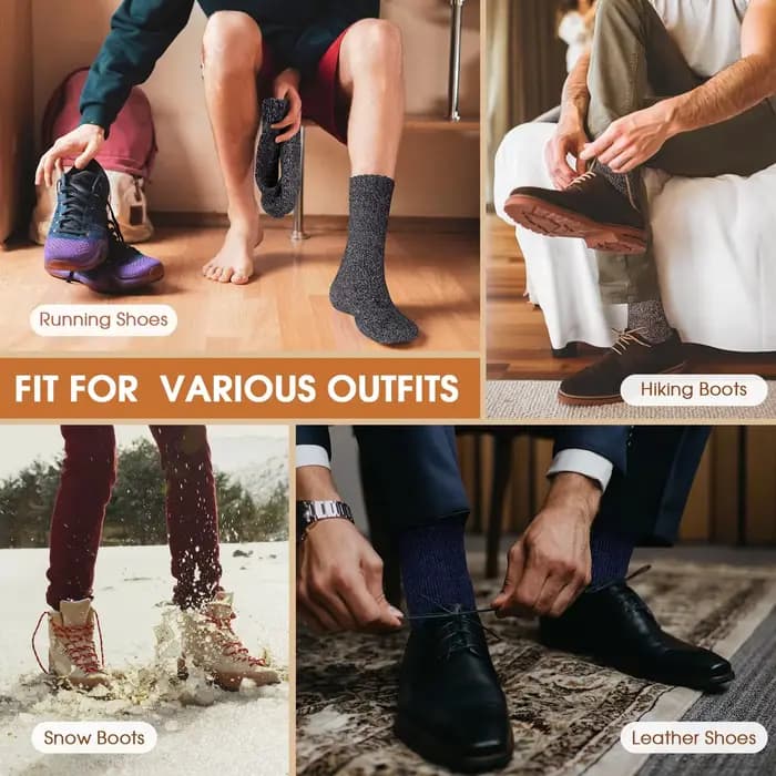 3 paires de chaussettes d'hiver en laine épaisse pour hommes