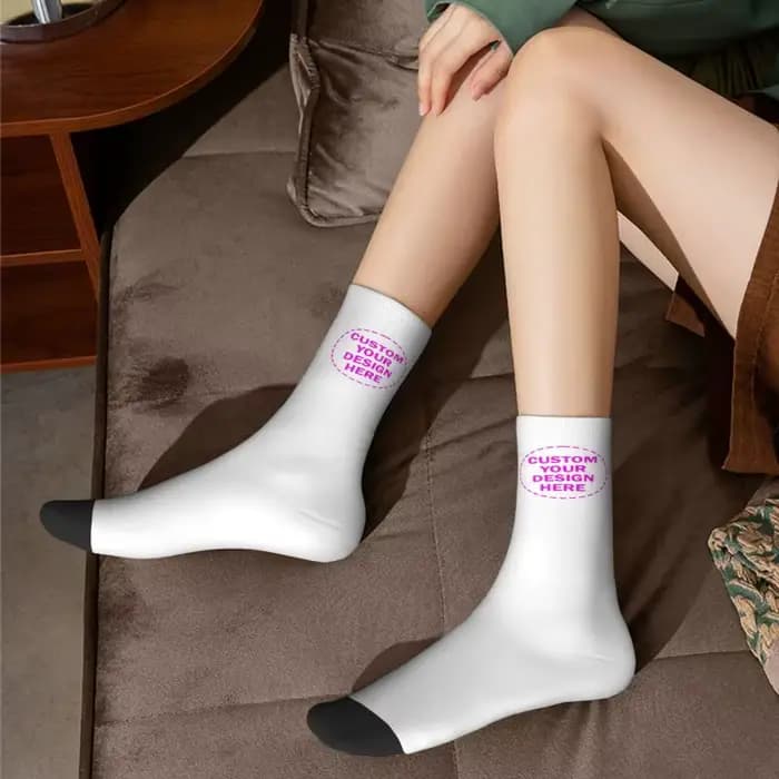 Personnalisez le Logo de la Photo personnalisé texte hommes femmes chaussettes d'équipage unisexe drôle concevoir vos