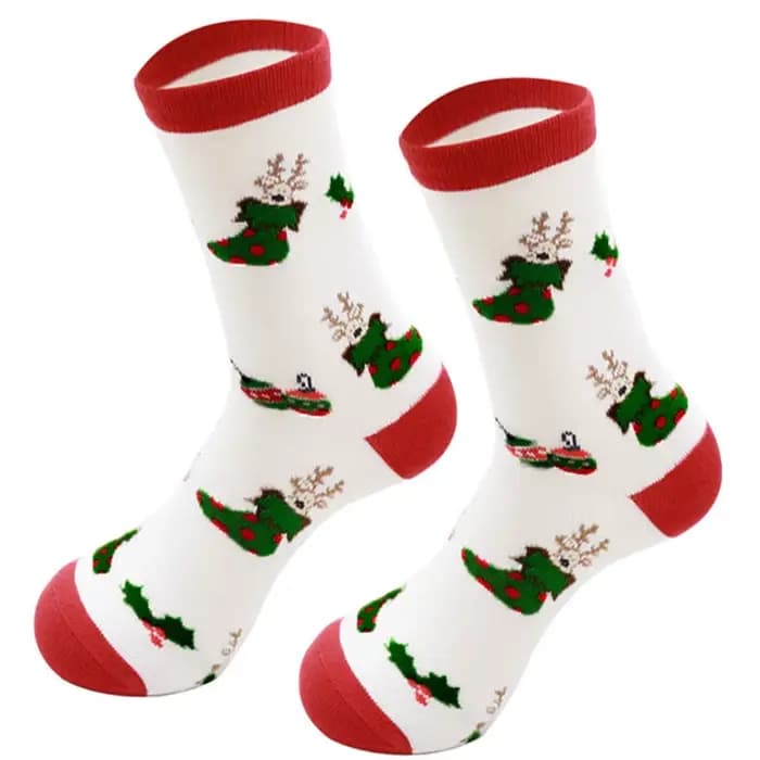 1 paire de chaussettes de noël en forme d'élan pour femmes et hommes